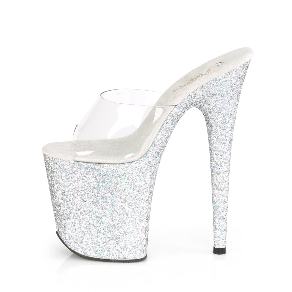 Pleaser Womens  FLAMINGO-801LG Clr/Slv Multi Glitter