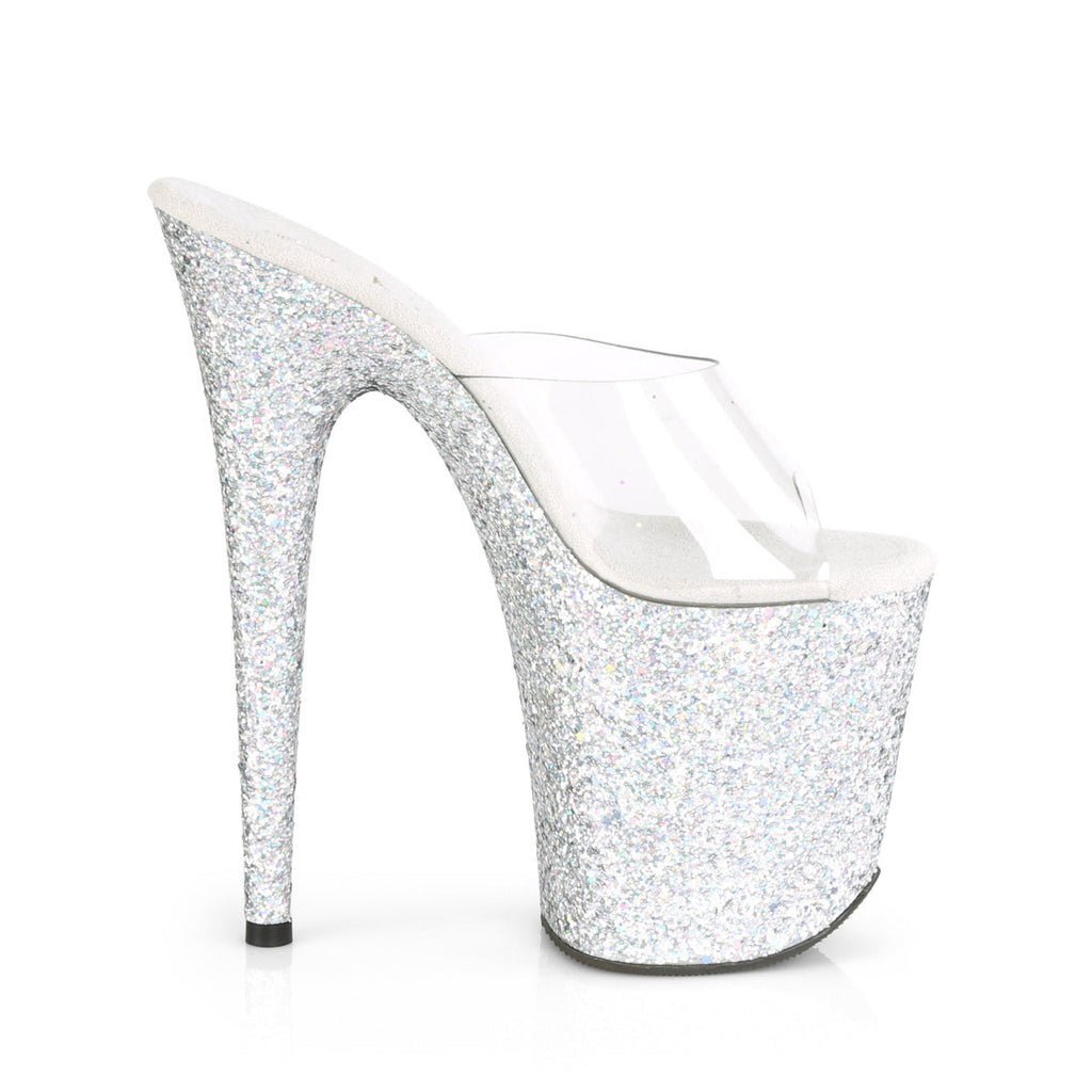 Pleaser Womens  FLAMINGO-801LG Clr/Slv Multi Glitter