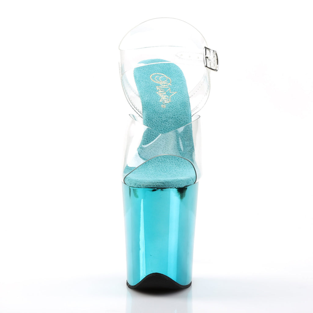 Pleaser Women's Platform Shoes FLAMINGO-808 Clr/Turquoise Chrome