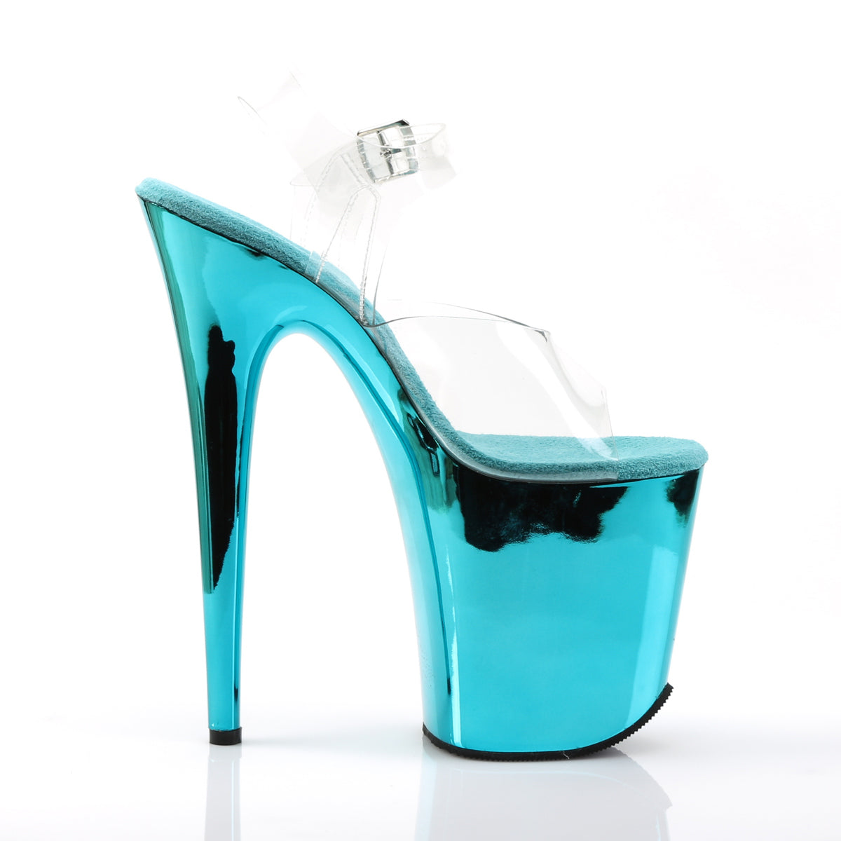 Pleaser Women's Platform Shoes FLAMINGO-808 Clr/Turquoise Chrome