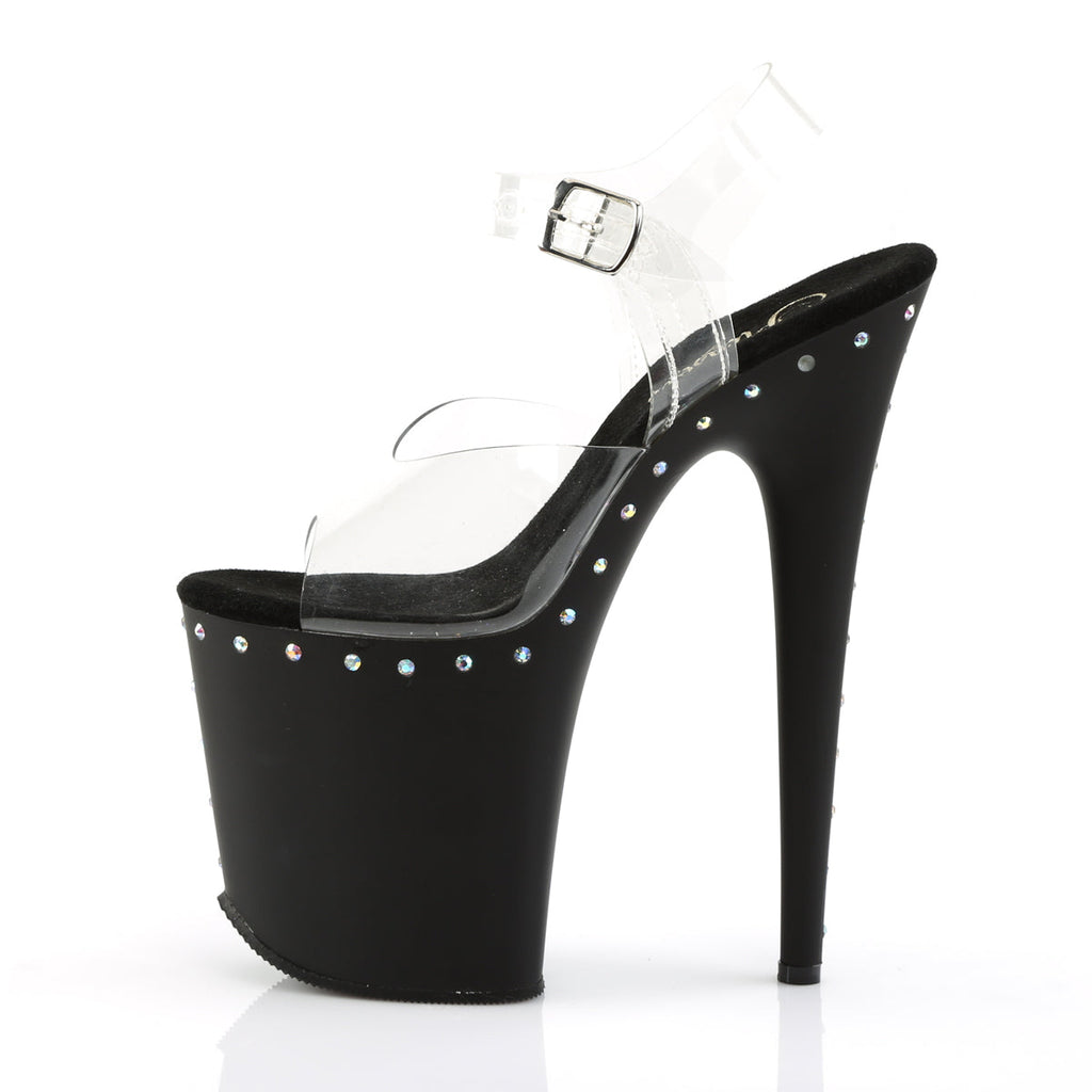 Pleaser Womens Sandals FLAMINGO-808ABLS Clr/Blk Matte