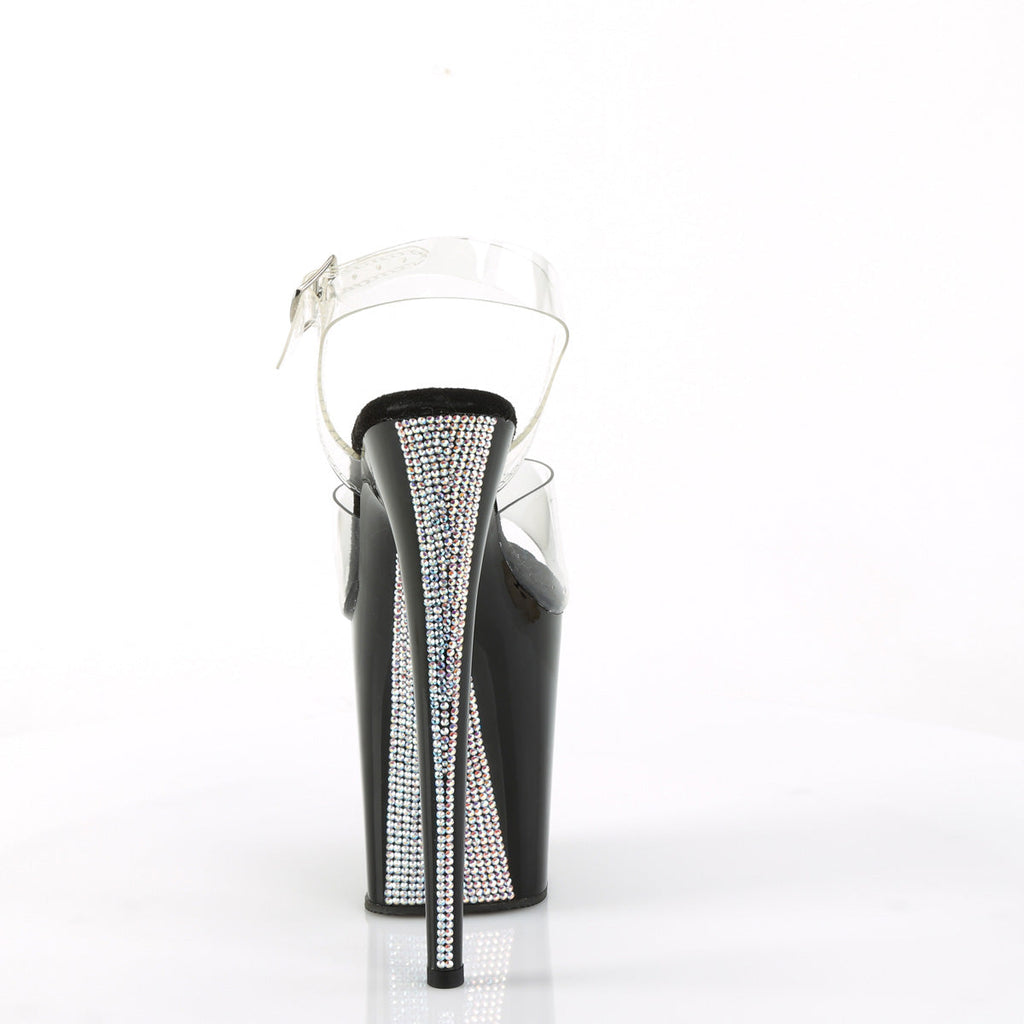 Pleaser  Sandals FLAMINGO-808CRS-2 Clr/Blk-Slv RS