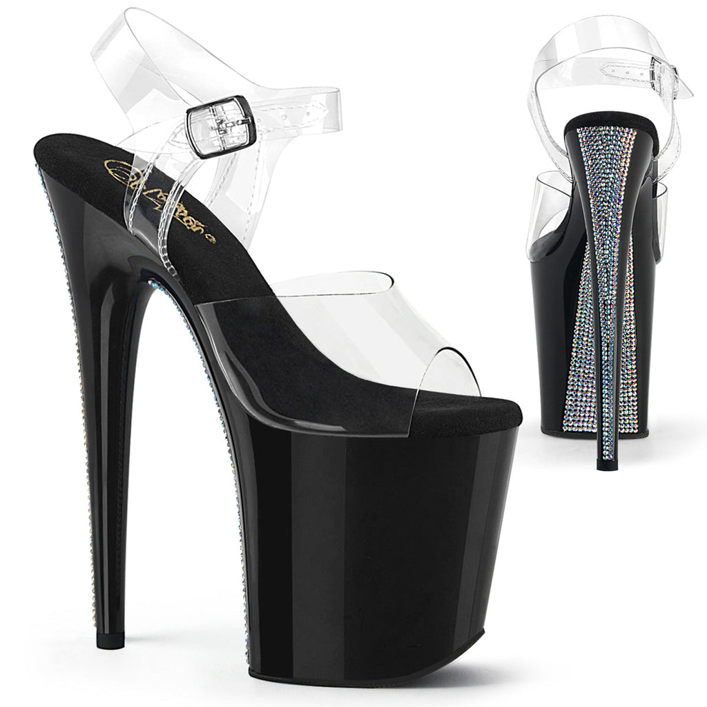 Pleaser  Sandals FLAMINGO-808CRS-2 Clr/Blk-Slv RS
