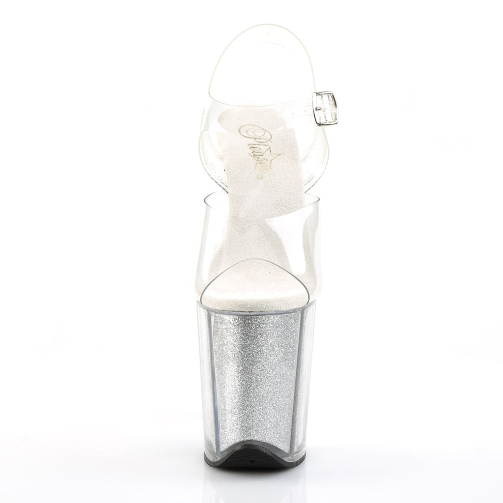 Pleaser Womens Sandals FLAMINGO-808G Clr/Slv Gltr