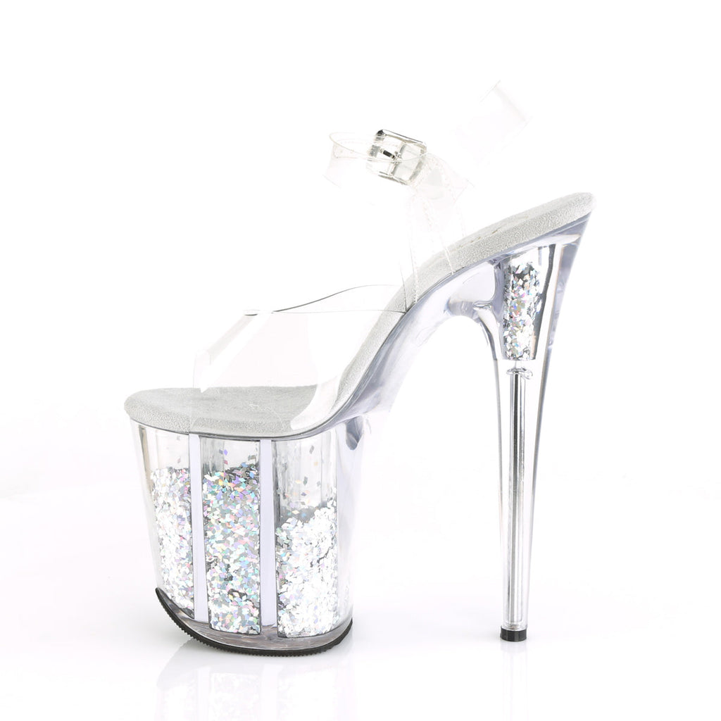 Pleaser Womens Sandals FLAMINGO-808GF Clr/Slv Multi Glitter