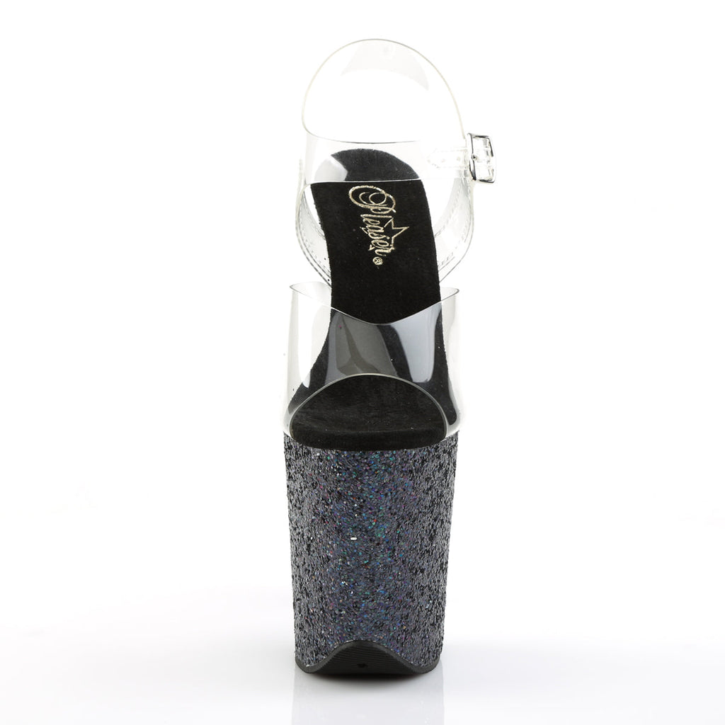 Pleaser Women's Platform Shoes FLAMINGO-808LG Clr/Blk Multi Glitter