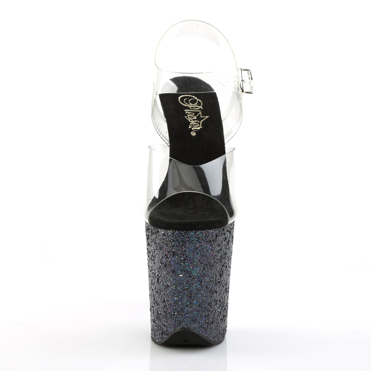 Pleaser Women's Platform Shoes FLAMINGO-808LG Clr/Blk Multi Glitter