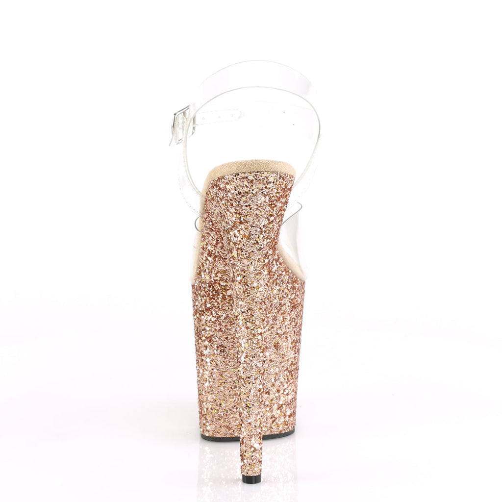 Pleaser Women's Platform Shoes FLAMINGO-808LG Clr/Rose Gold Multi Glitter