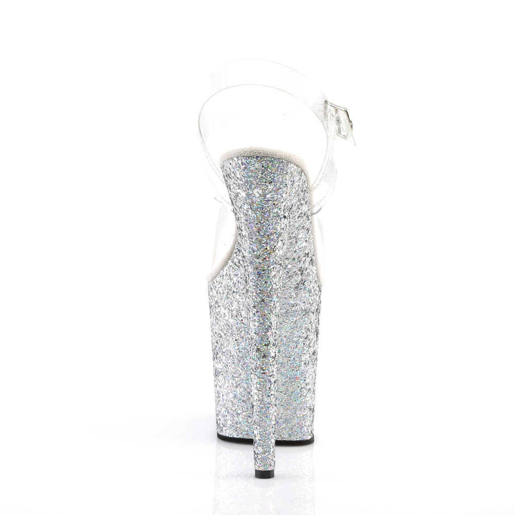 Pleaser Women's Platform Shoes FLAMINGO-808LG Clr/Slv Multi Glitter