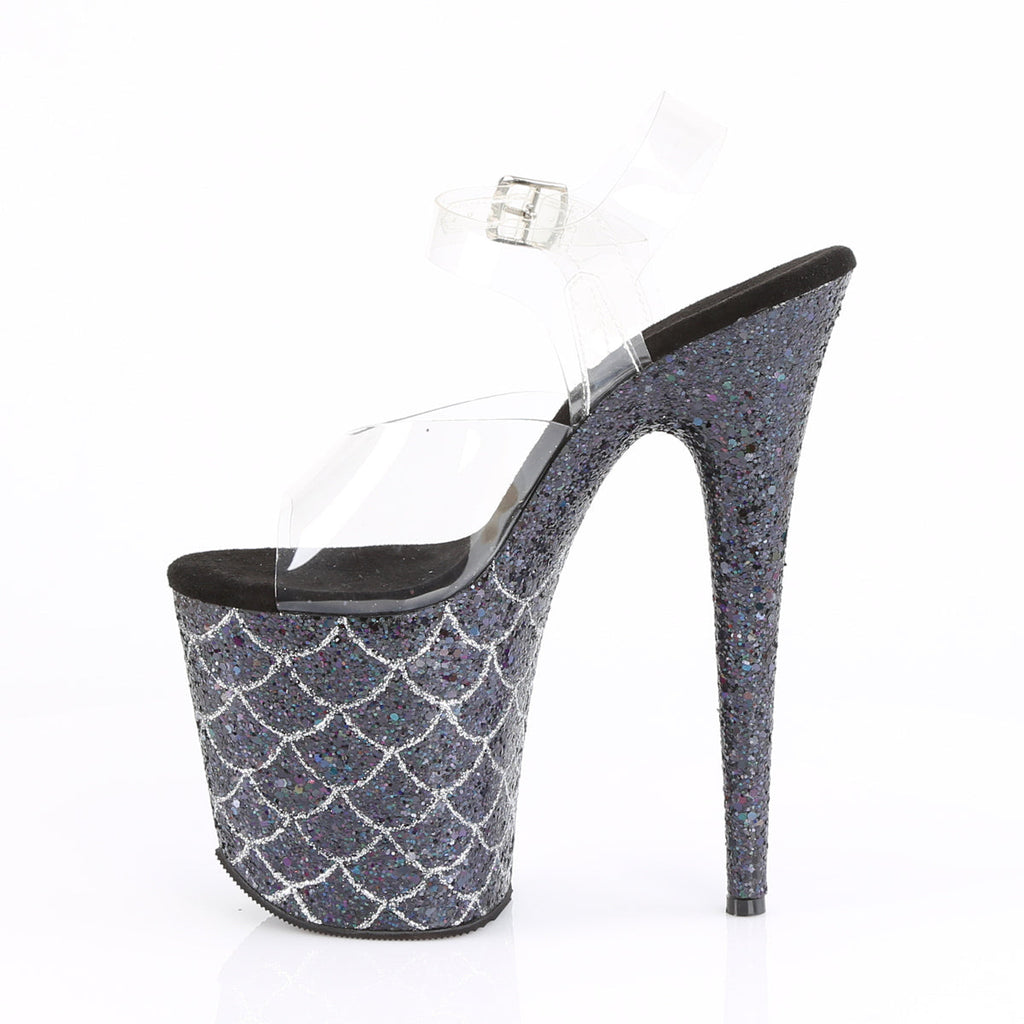 Pleaser Womens Sandals FLAMINGO-808MSLG Clr/Blk Multi Glitter