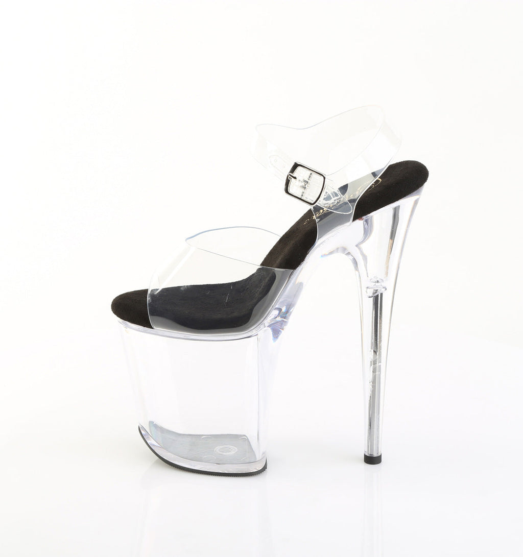 Pleaser Women's Platform Shoes FLAMINGO-808PREM Clr TPU-Blk/Clr