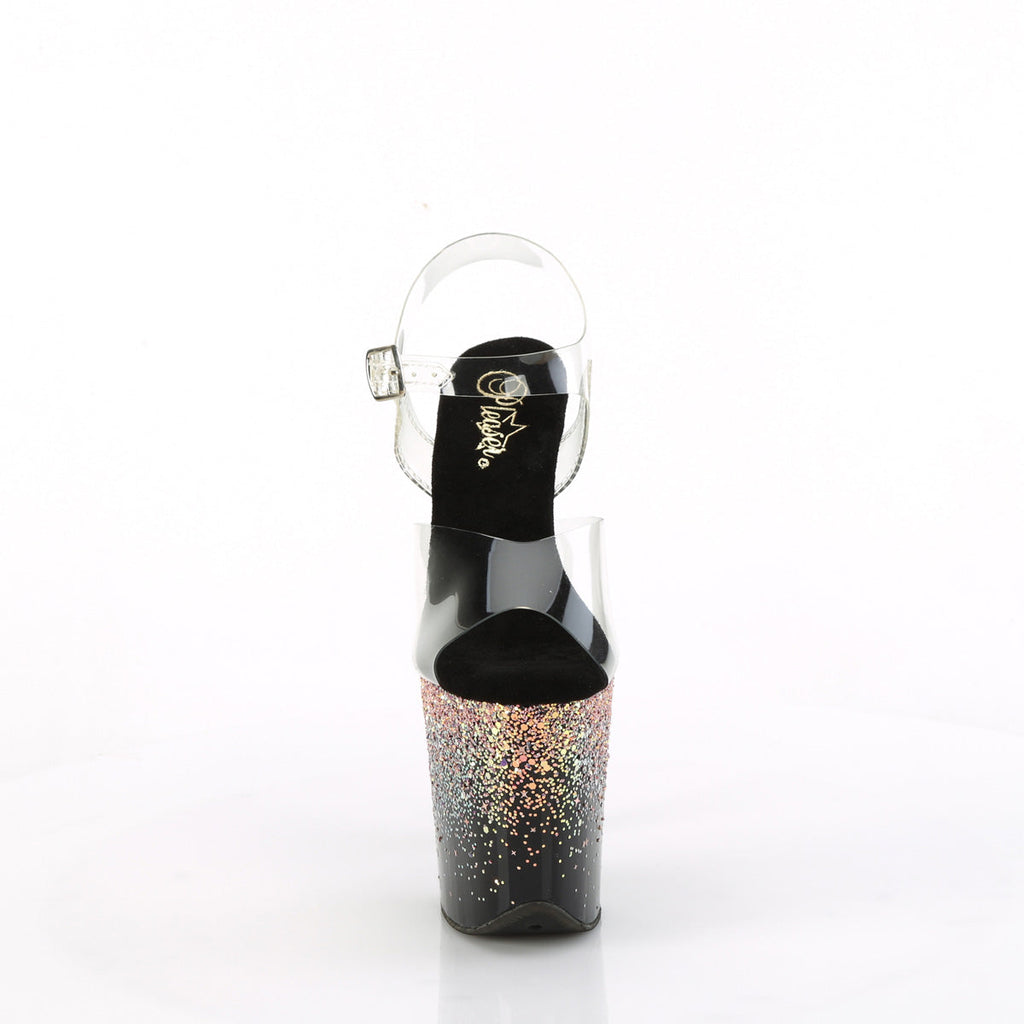 Pleaser   FLAMINGO-808SS Clr/Blk-Dusty Blush Multi Glitter