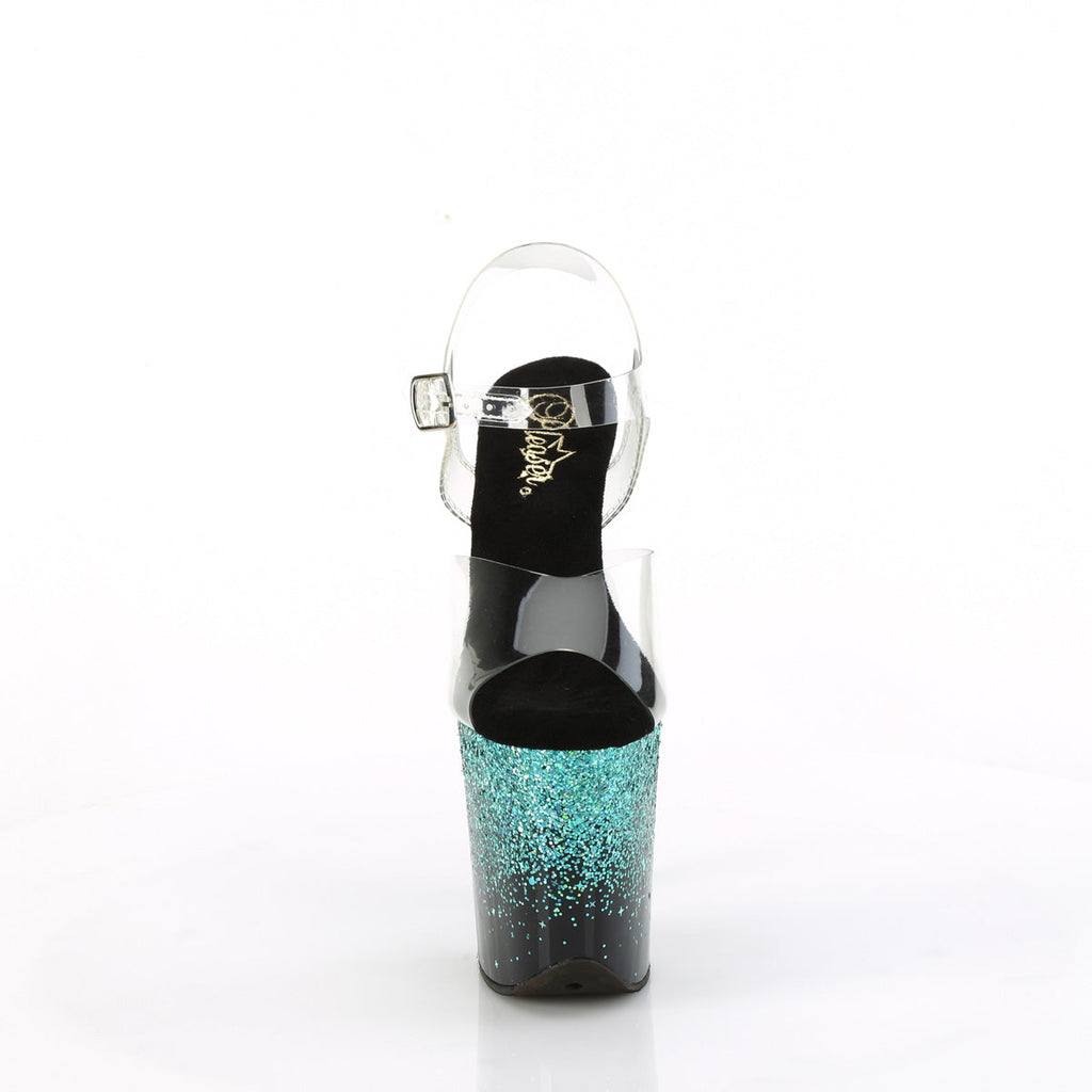Pleaser   FLAMINGO-808SS Clr/Blk-Turquoise Multi Glitter