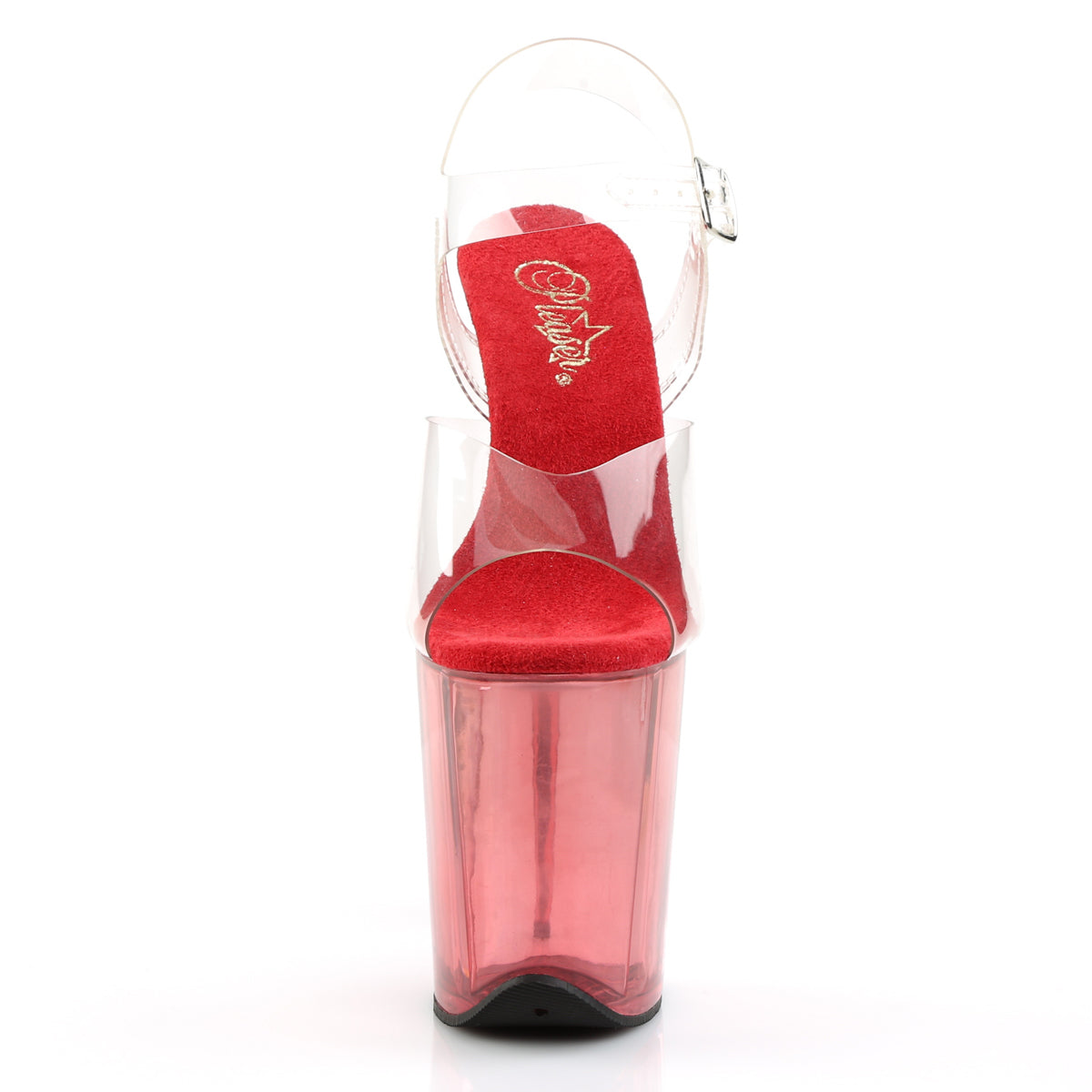 Pleaser Women's Platform Shoes FLAMINGO-808T Clr/Red Tinted