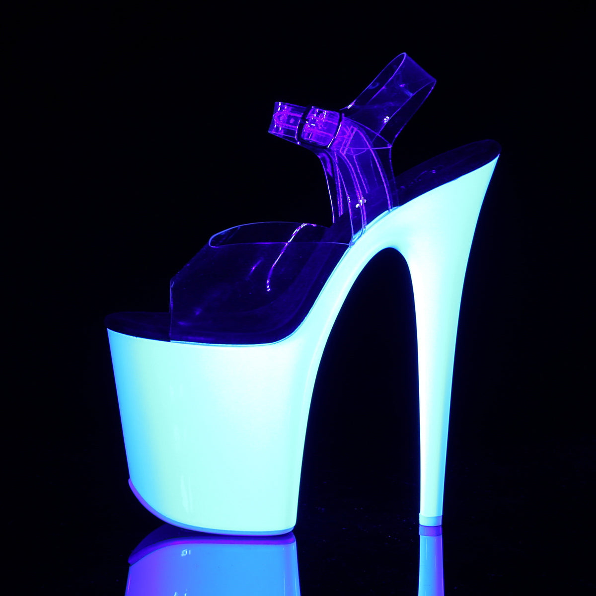 Pleaser Women's Platform Shoes FLAMINGO-808UV Clr/Neon Wht