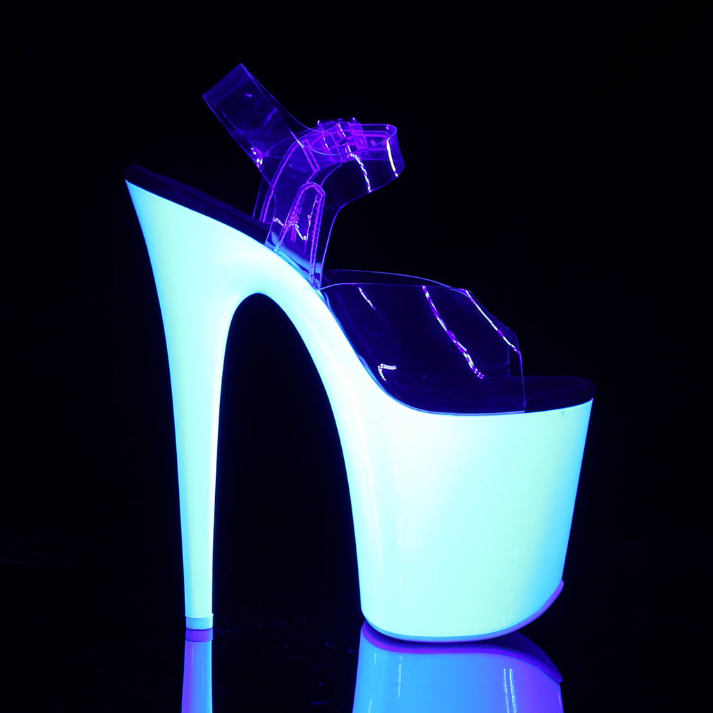 Pleaser Women's Platform Shoes FLAMINGO-808UV Clr/Neon Wht