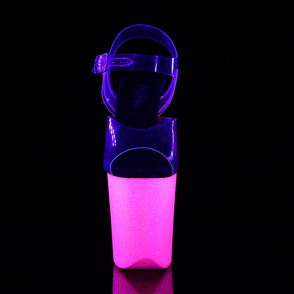 Pleaser Women's Platform Shoes FLAMINGO-808UVG Clr/Neon H. Pink Glitter