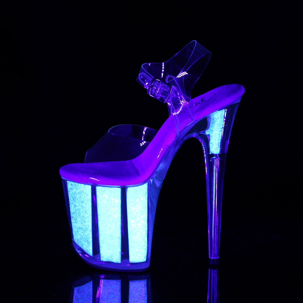 Pleaser Women's Platform Shoes FLAMINGO-808UVG Clr/Neon Opal Glitter