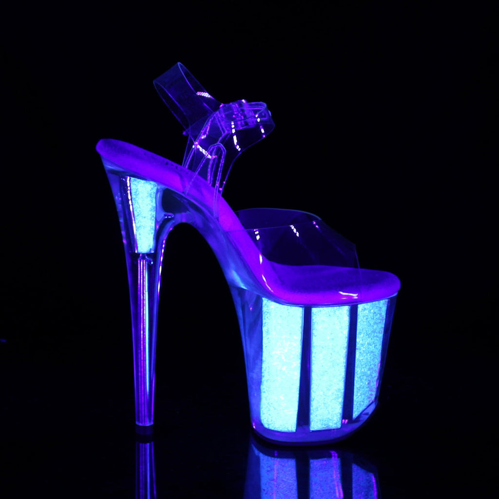 Pleaser Women's Platform Shoes FLAMINGO-808UVG Clr/Neon Opal Glitter