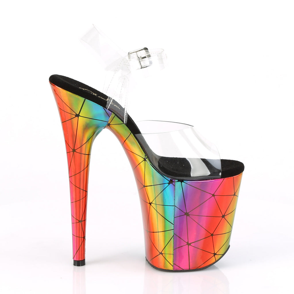 Pleaser Womens Sandals FLAMINGO-808WR Clr/Laser Rainbow Hologram Wrapped