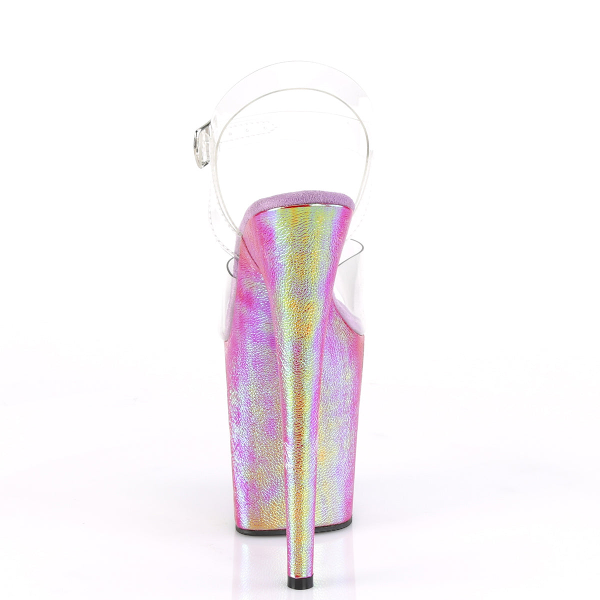 Pleaser Womens Sandals FLAMINGO-808WR Clr/Purple Hologram Wrapped