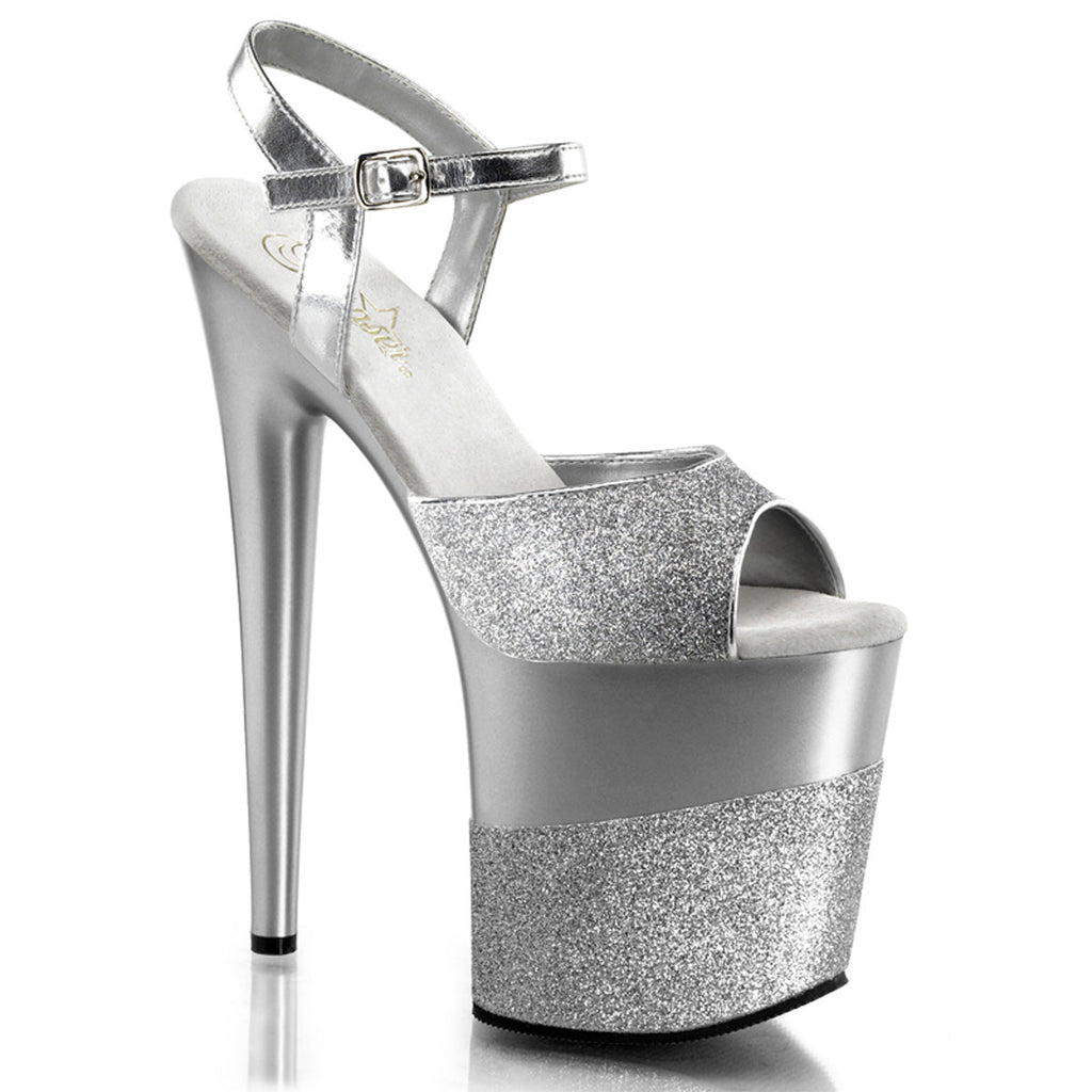 Pleaser Womens Sandals FLAMINGO-809-2G Slv Gltr/Slv-Gltr