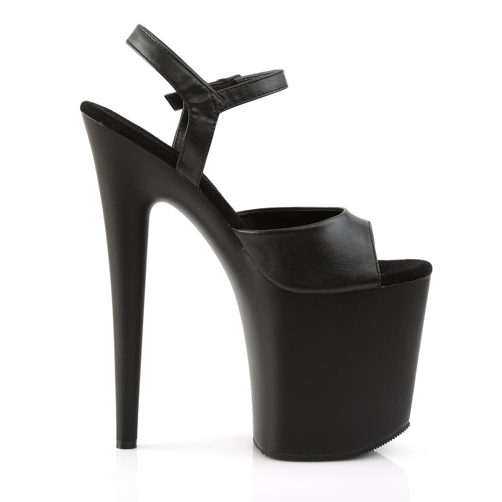 Pleaser Womens Sandals FLAMINGO-809 Blk Faux Leather/Blk Matte