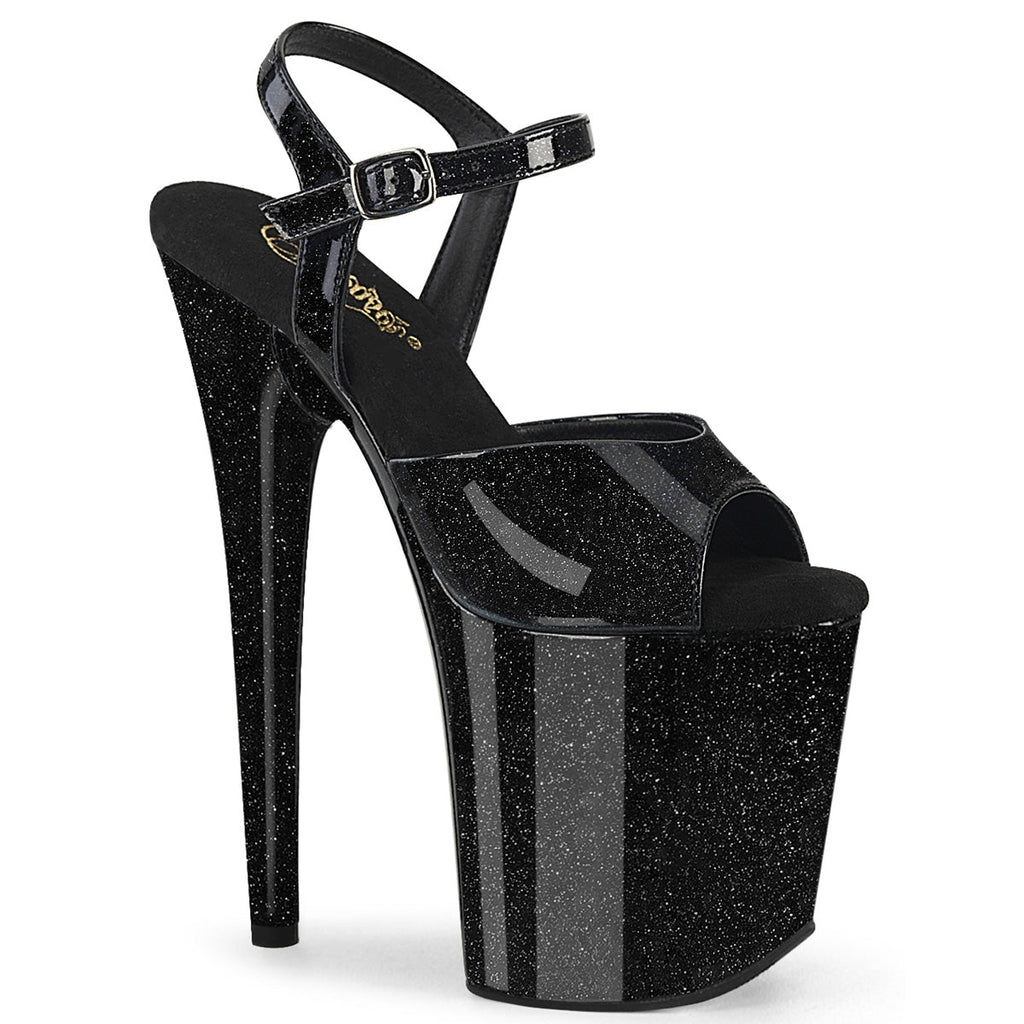 Pleaser   FLAMINGO-809GP Blk Glitter Pat/M
