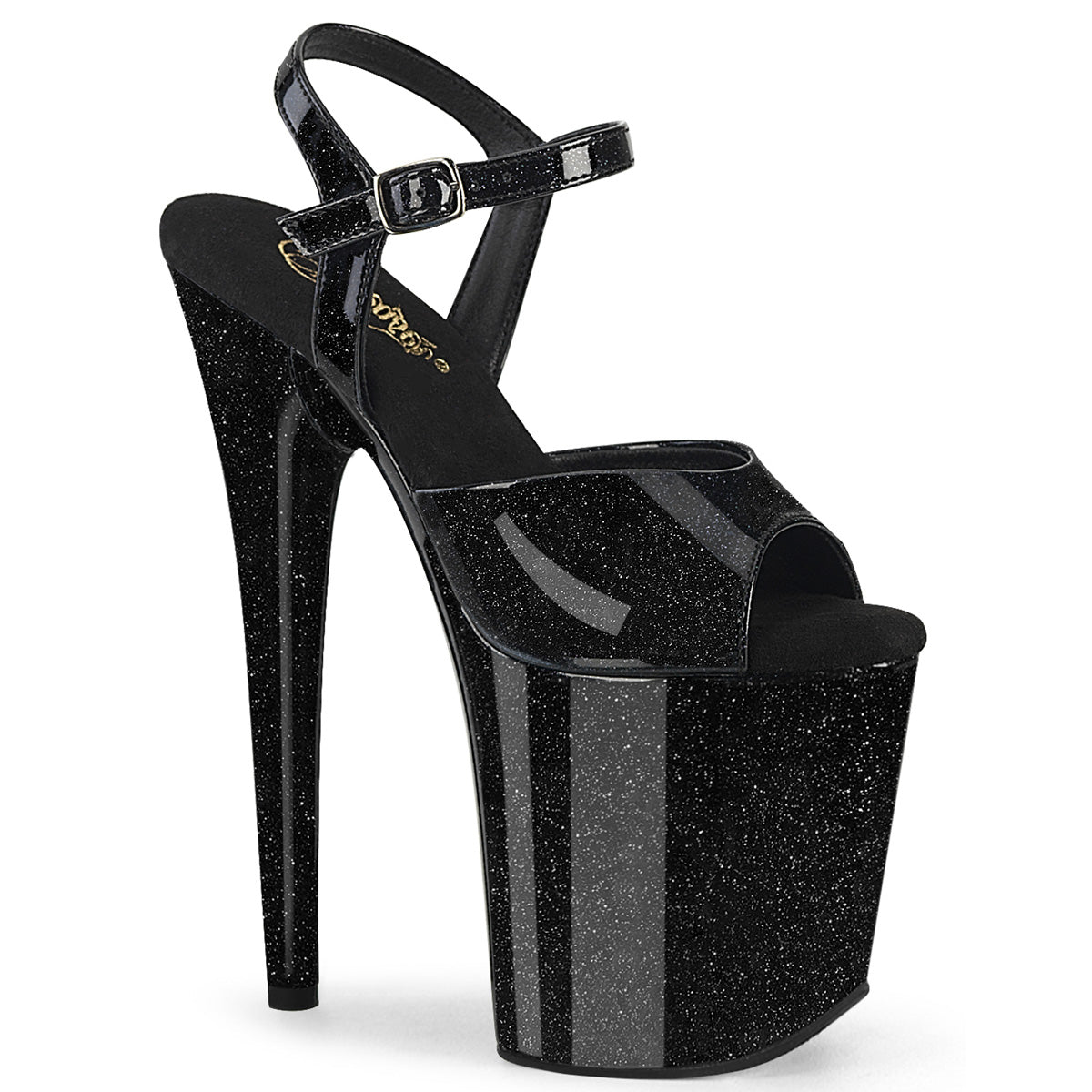 Pleaser   FLAMINGO-809GP Blk Glitter Pat/M