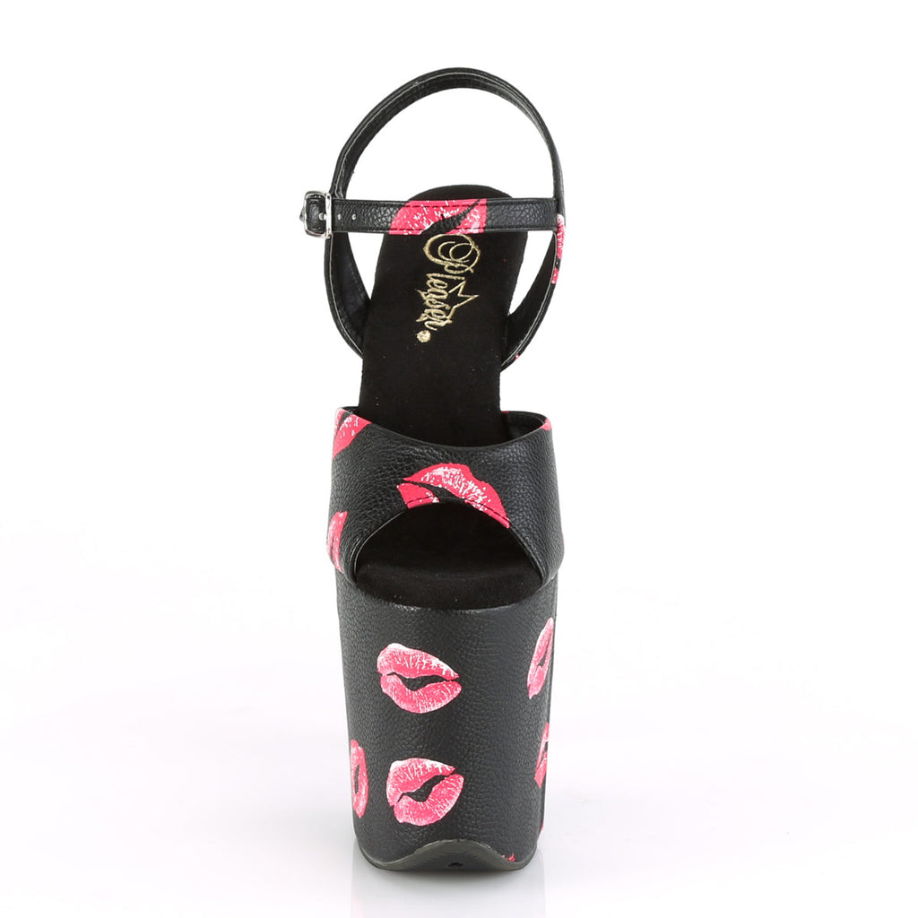 Pleaser Women's Platform Shoes FLAMINGO-809KISSES Blk Faux Leather/Blk Faux Leather