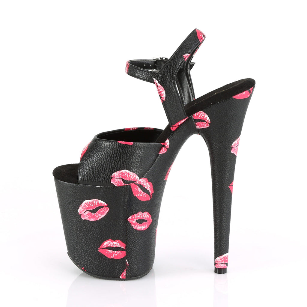 Pleaser Women's Platform Shoes FLAMINGO-809KISSES Blk Faux Leather/Blk Faux Leather