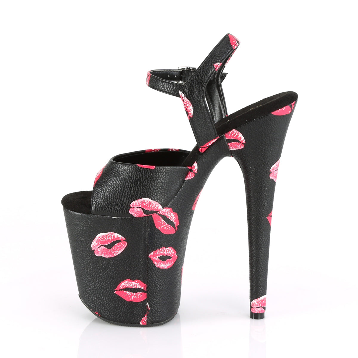 Pleaser Women's Platform Shoes FLAMINGO-809KISSES Blk Faux Leather/Blk Faux Leather