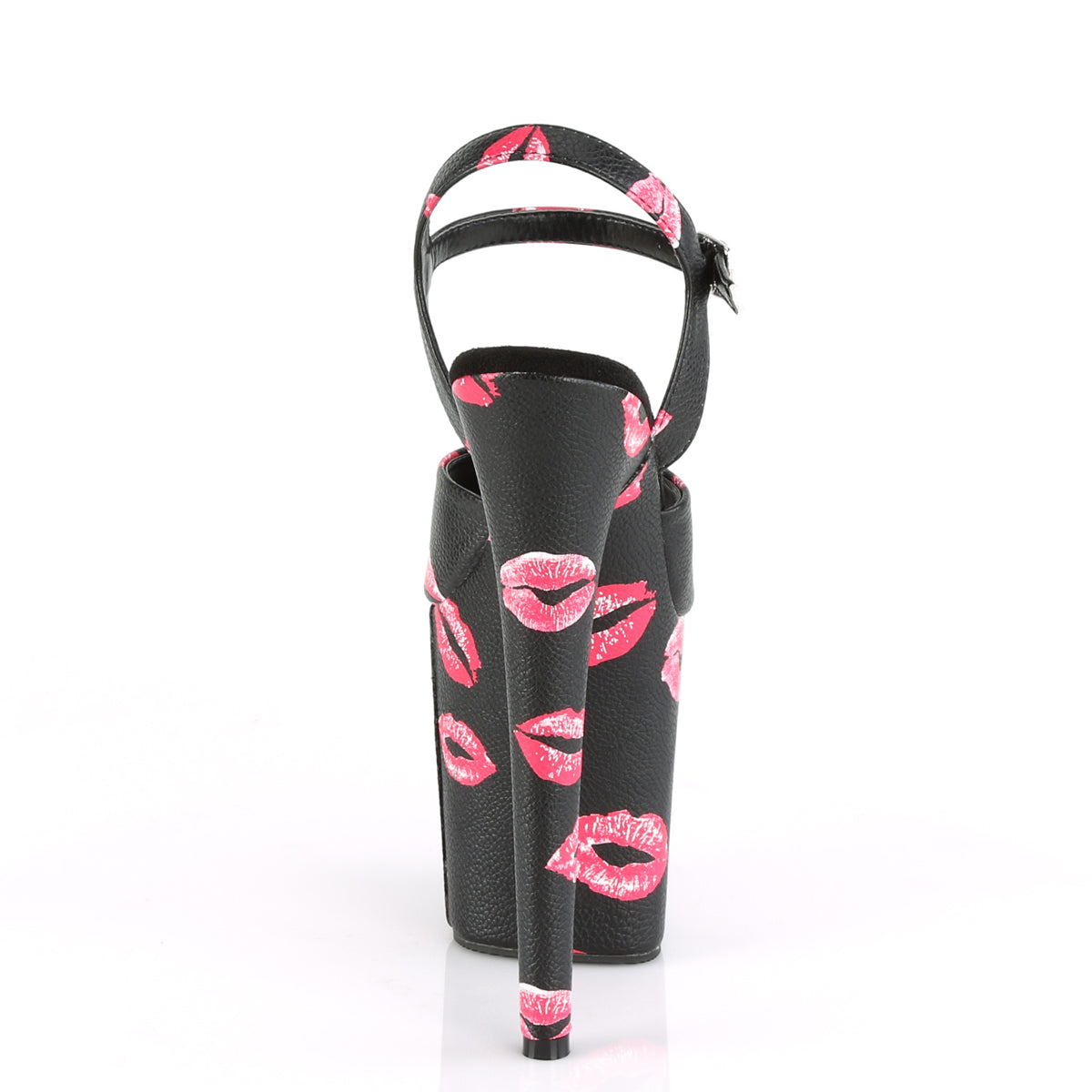 Pleaser Women's Platform Shoes FLAMINGO-809KISSES Blk Faux Leather/Blk Faux Leather