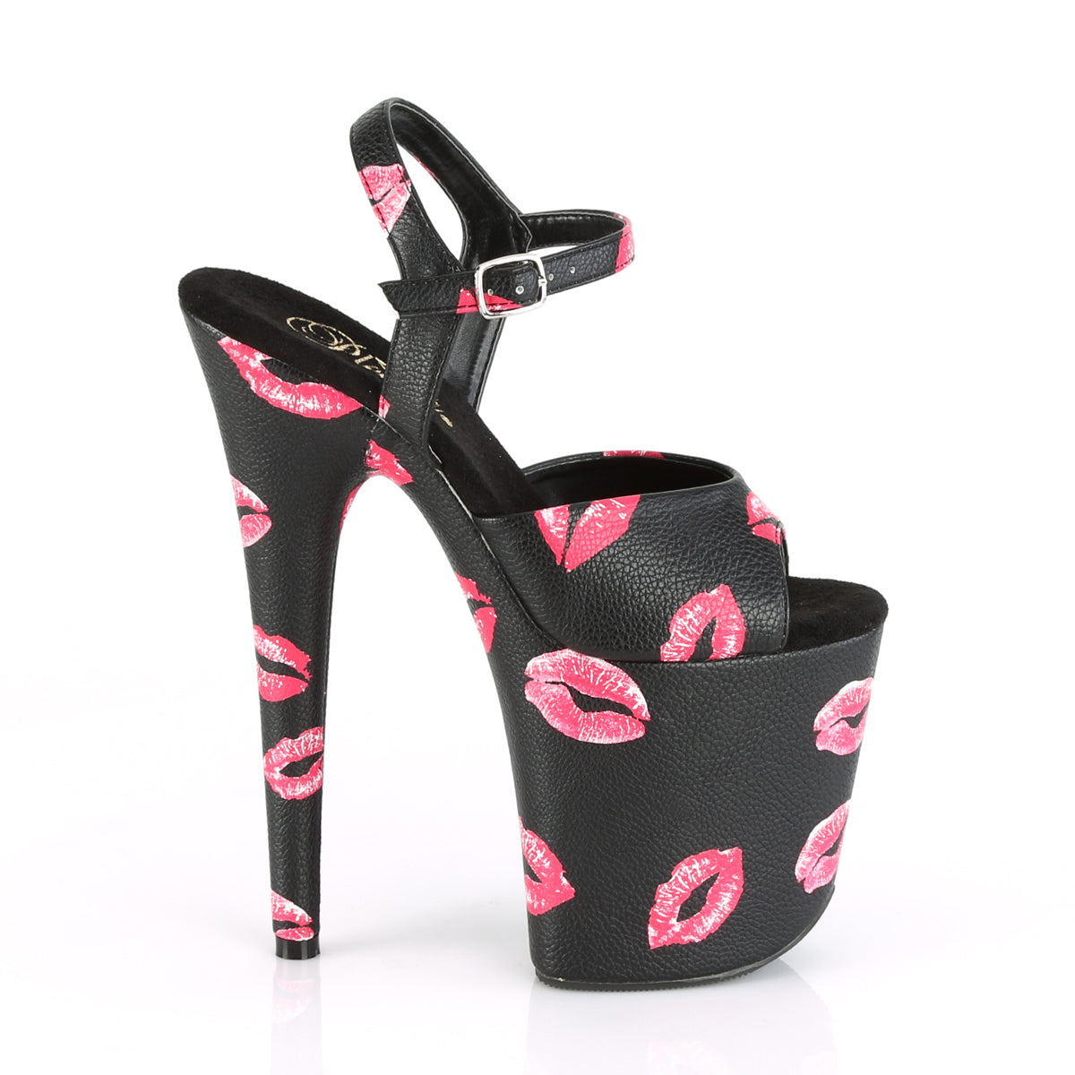 Pleaser Women's Platform Shoes FLAMINGO-809KISSES Blk Faux Leather/Blk Faux Leather