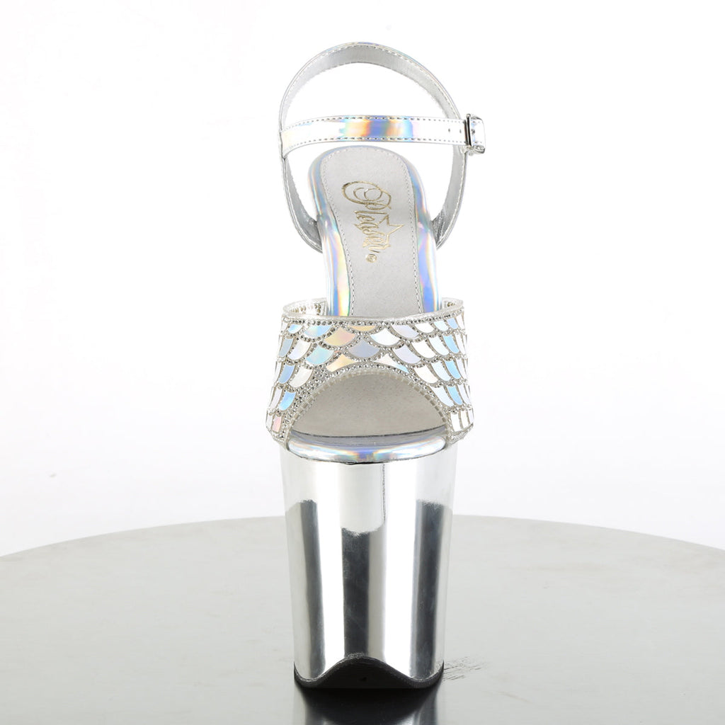 Pleaser Womens Sandals FLAMINGO-809MMRS Slv Hologram/Slv Chrome