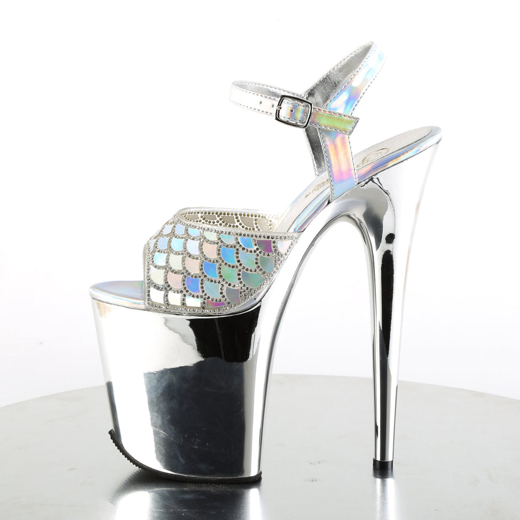 Pleaser Womens Sandals FLAMINGO-809MMRS Slv Hologram/Slv Chrome
