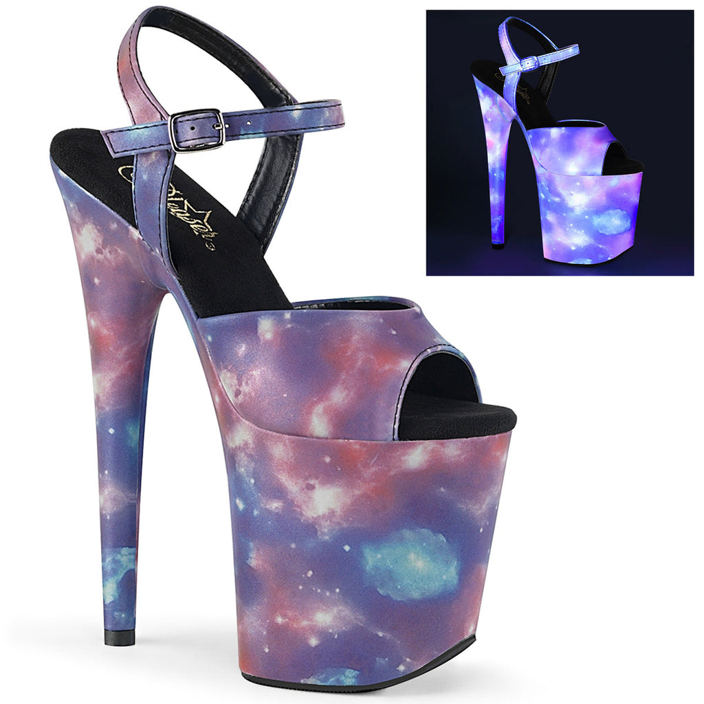 Pleaser Womens Sandals FLAMINGO-809REFL Purple-Blue Reflective/Purple-Blue Refl.