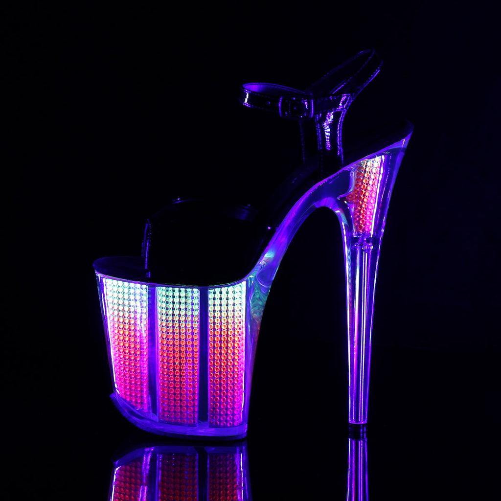 Pleaser Womens Sandals FLAMINGO-809SRS Blk Pat/Neon Multi SRS