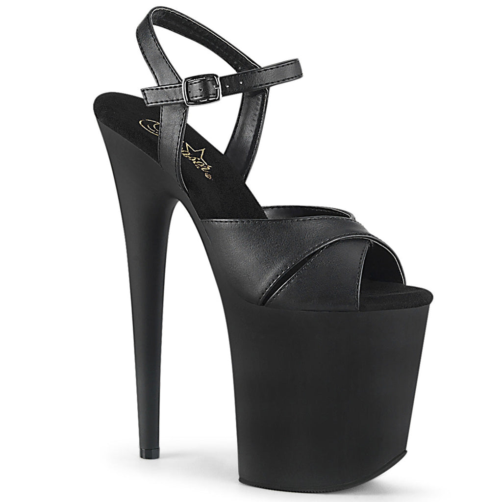 Pleaser Womens Sandals FLAMINGO-816 Blk Faux Leather/Blk Matte