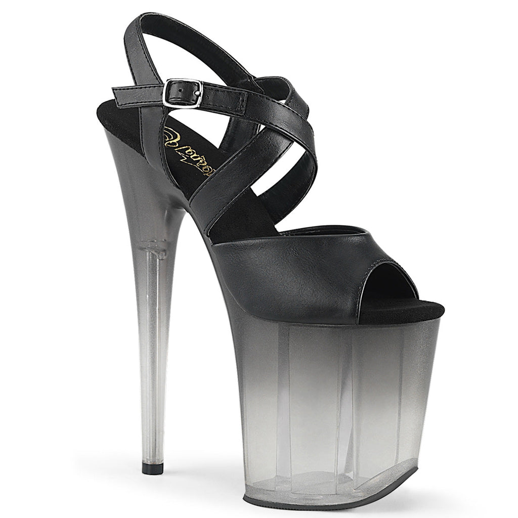 Pleaser Womens Sandals FLAMINGO-822T Blk Faux Leather/Faded Blk
