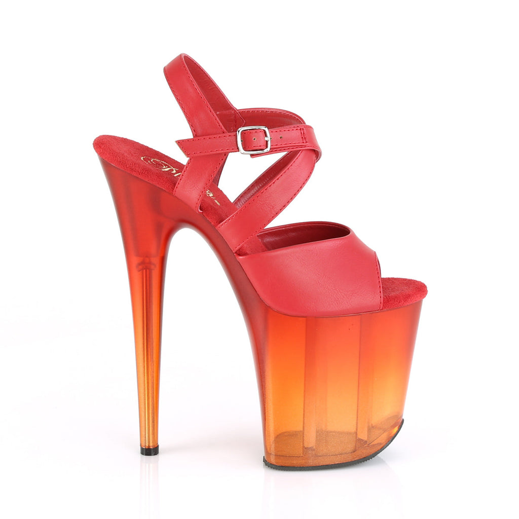 Pleaser Womens Sandals FLAMINGO-822T Red Faux Leather/Faded Red