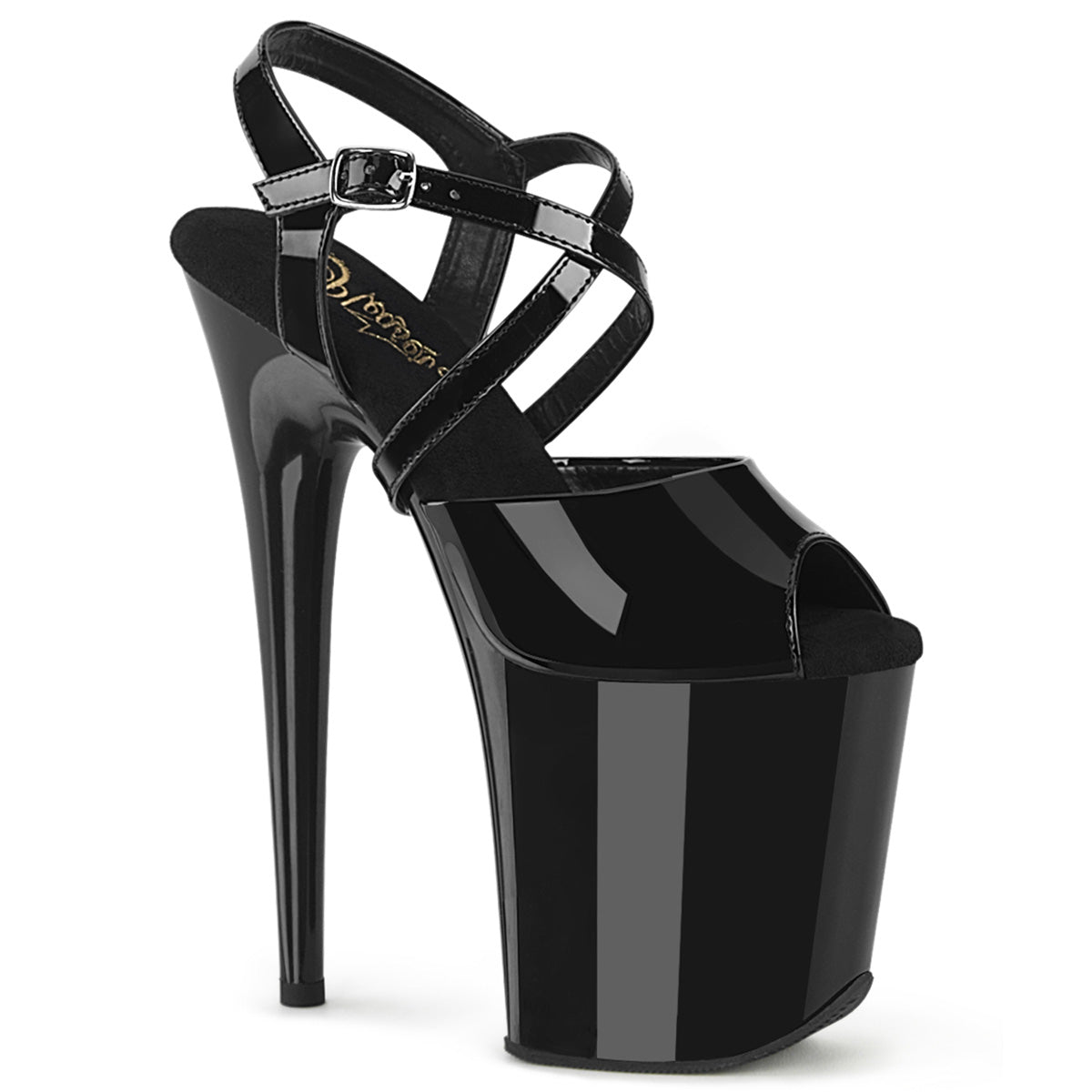 Pleaser   FLAMINGO-824 Blk Pat/Blk