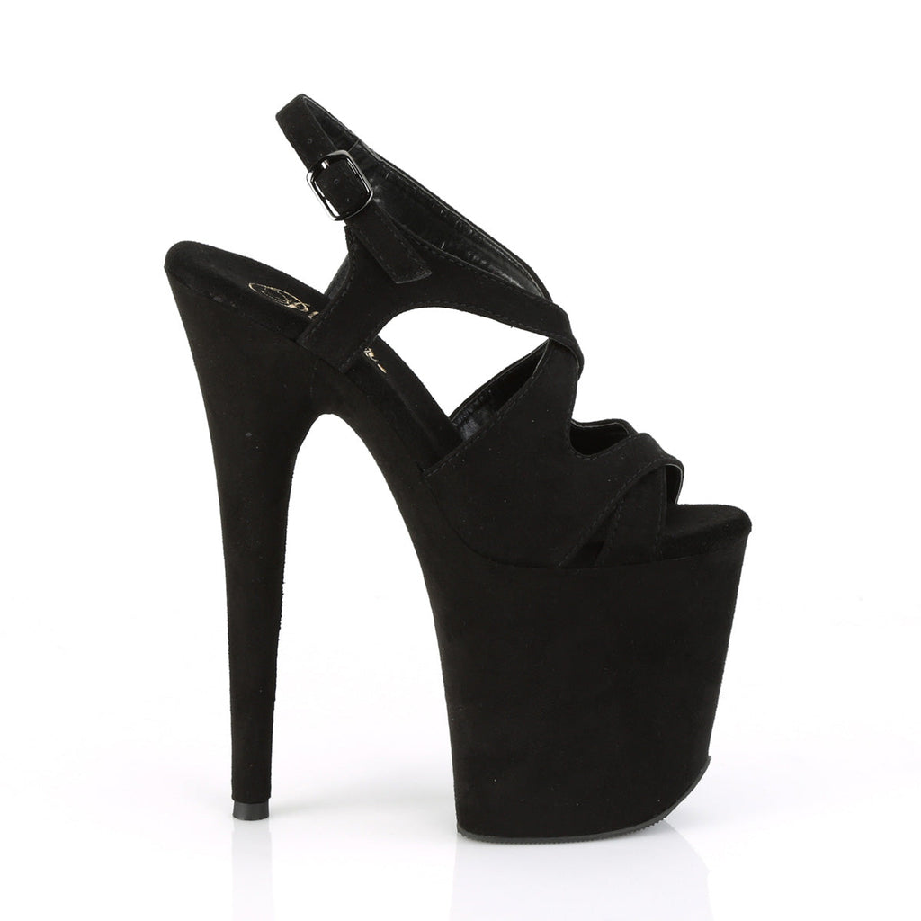 Pleaser Womens Sandals FLAMINGO-831FS Blk Faux Suede/Blk Faux Suede