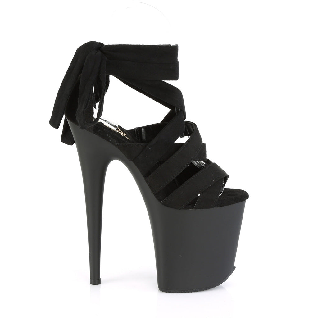 Pleaser Womens Sandals FLAMINGO-876 Blk Faux Suede/Blk Matte