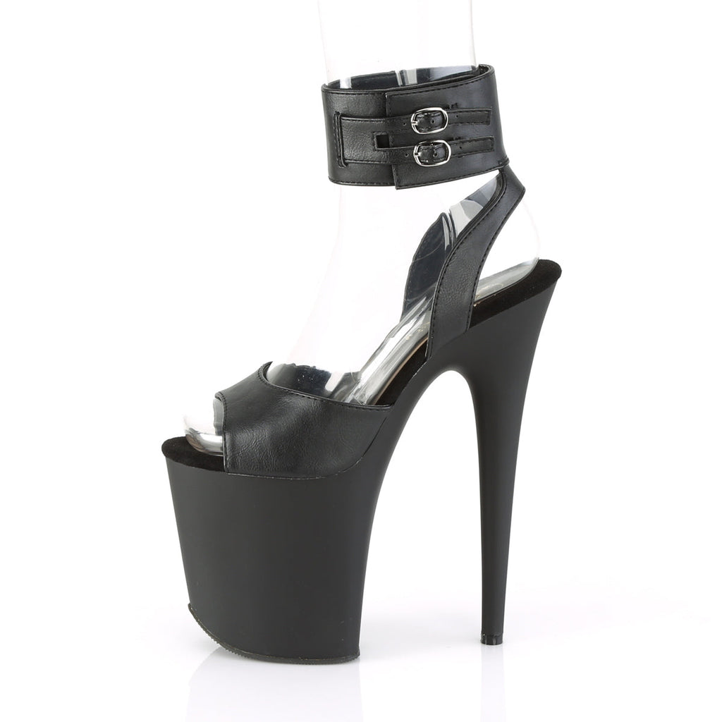 Pleaser Womens Sandals FLAMINGO-891 Blk Faux Leather/Blk Matte
