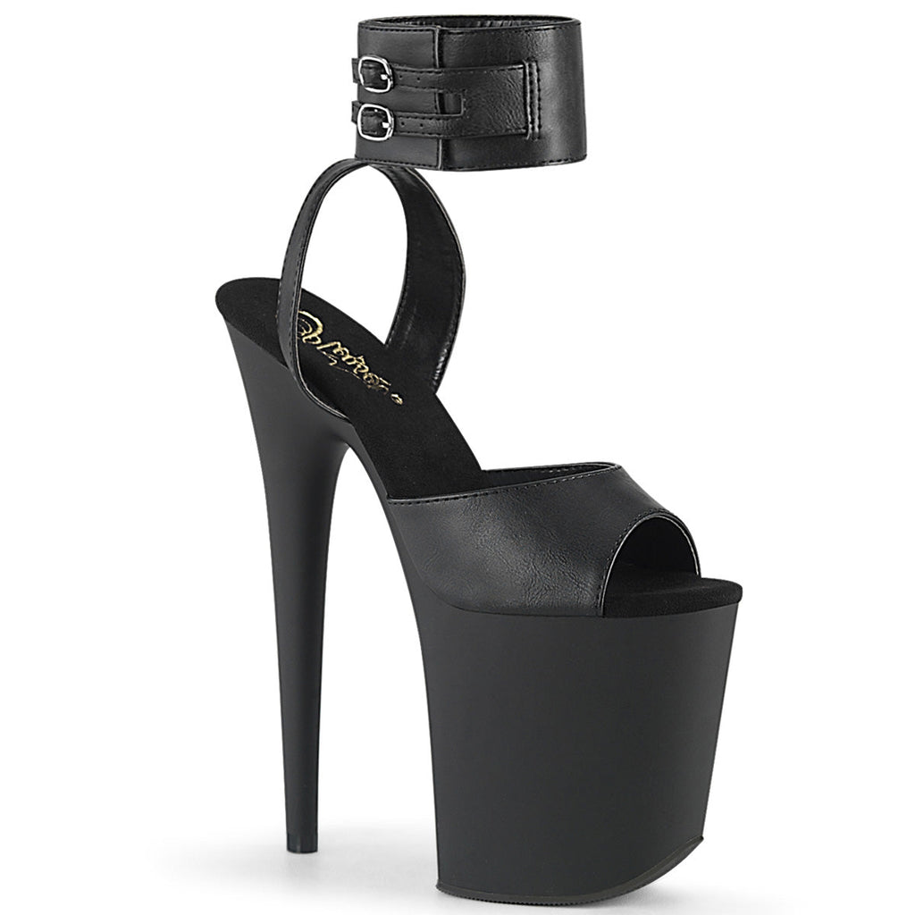 Pleaser Womens Sandals FLAMINGO-891 Blk Faux Leather/Blk Matte