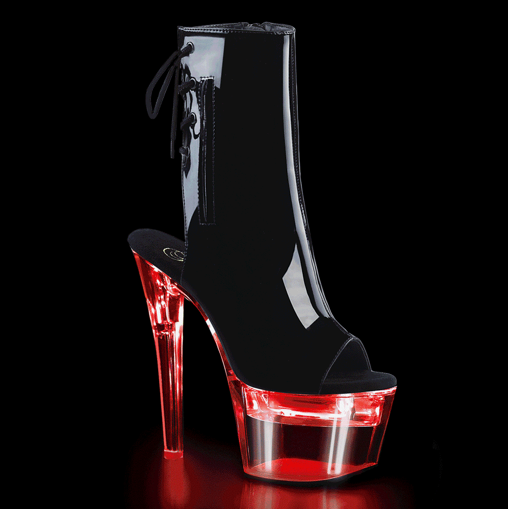 Pleaser Womens Ankle Boots FLASHDANCE-1018-7 Blk Pat/Clr