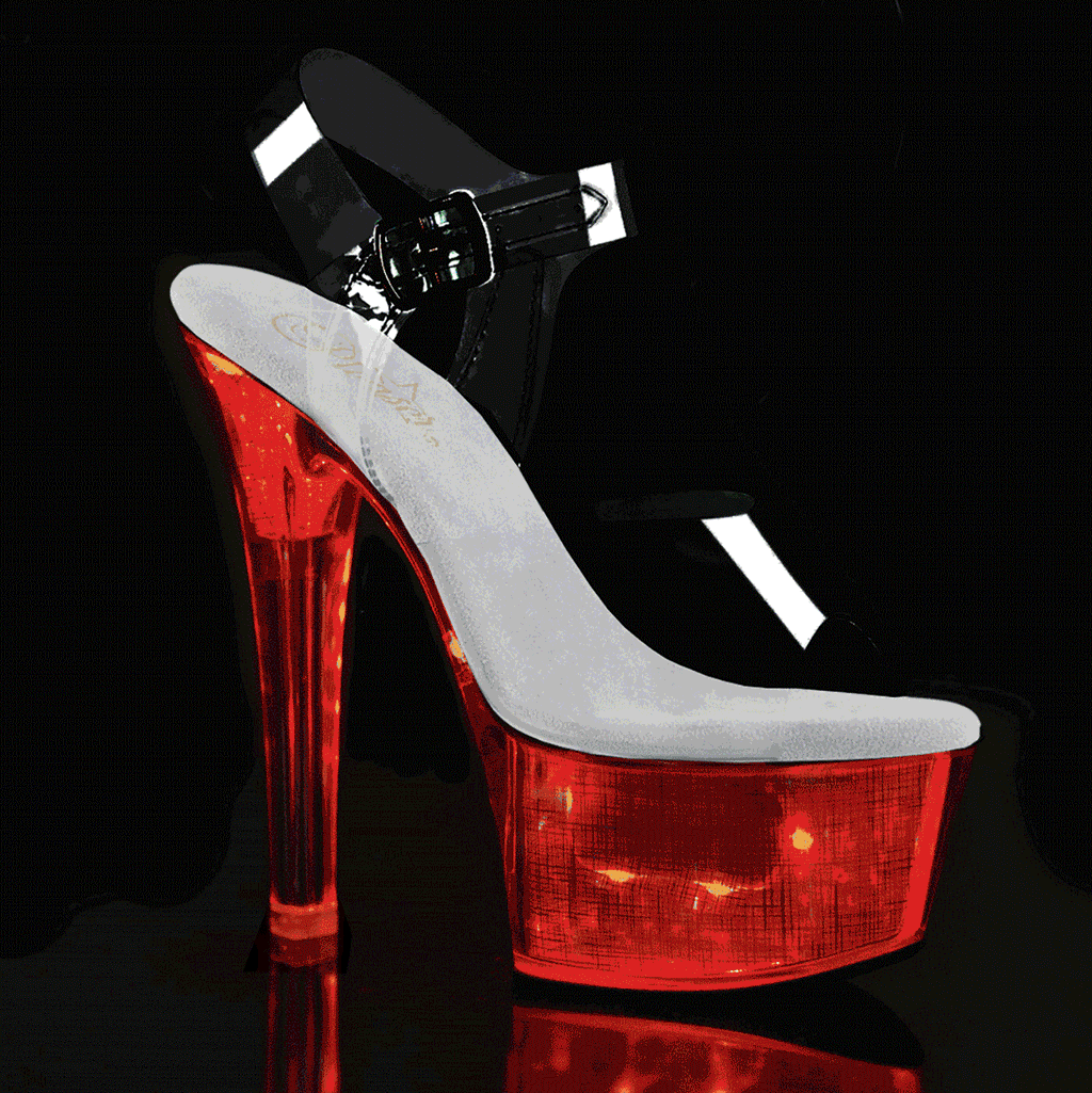 Pleaser Womens Sandals FLASHDANCE-608CH Clr/Slv Hologram