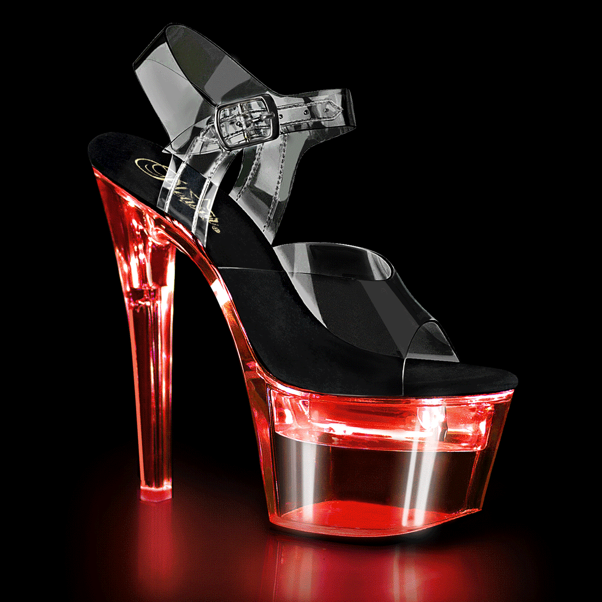 Pleaser Womens Sandals FLASHDANCE-708 Clr-Blk/Clr
