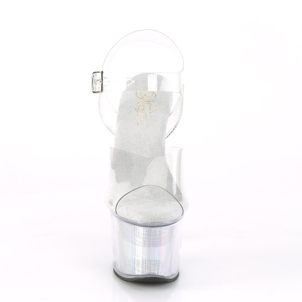 Pleaser Womens Sandals FLASHDANCE-708CH Clr/Slv Hologram